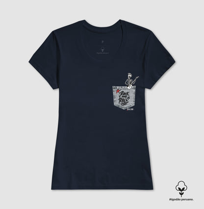Bolso Jeans Rock'n'roll - Camiseta Masculina e Feminina (Algodão Peruano) 497146