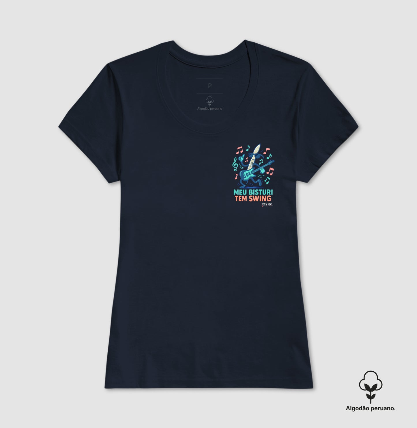 Médico: Meu Bisturi tem Swing (lateral) - Camiseta e Baby Look Algodão Peruano