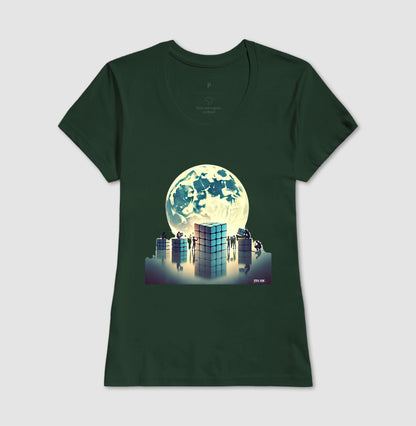 A LUA E O CUBO - Camiseta Confort Masculina e Feminina