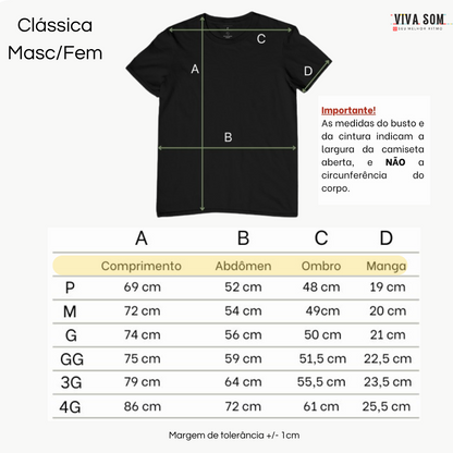 Violão Clássico - Camiseta Confort Masculina / Feminina ( 100% Algodão)