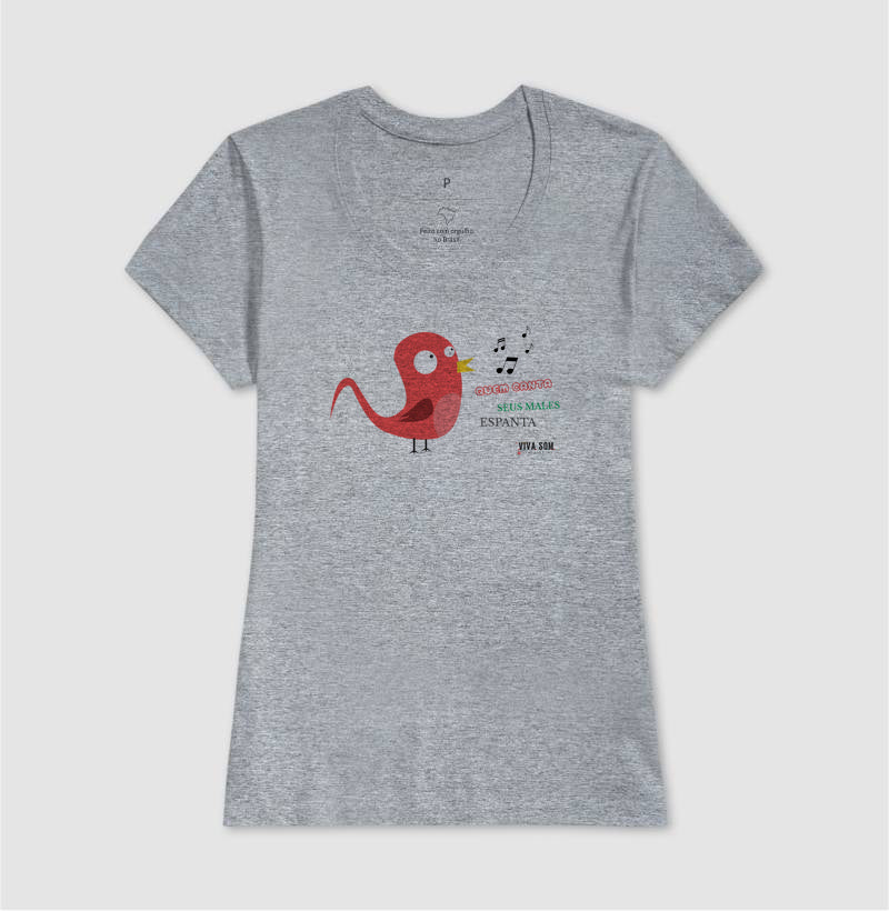 Passarinho Cantor “Seus Males Espanta” - Camiseta Confort Masculina / Feminina (100% Algodão) 497146