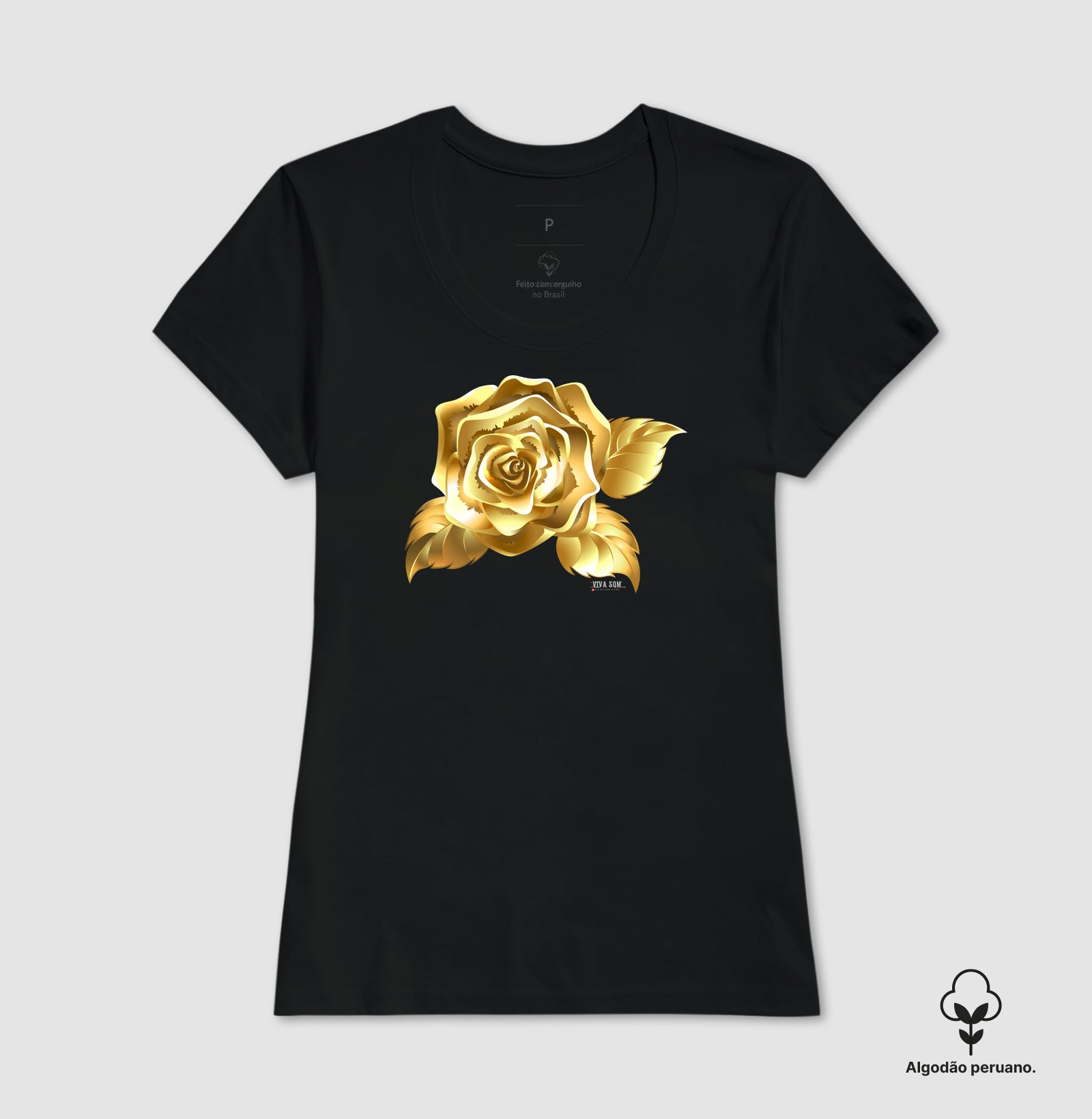 Camiseta Chique Rosa de Ouro Plena - Algodão Peruano 497146