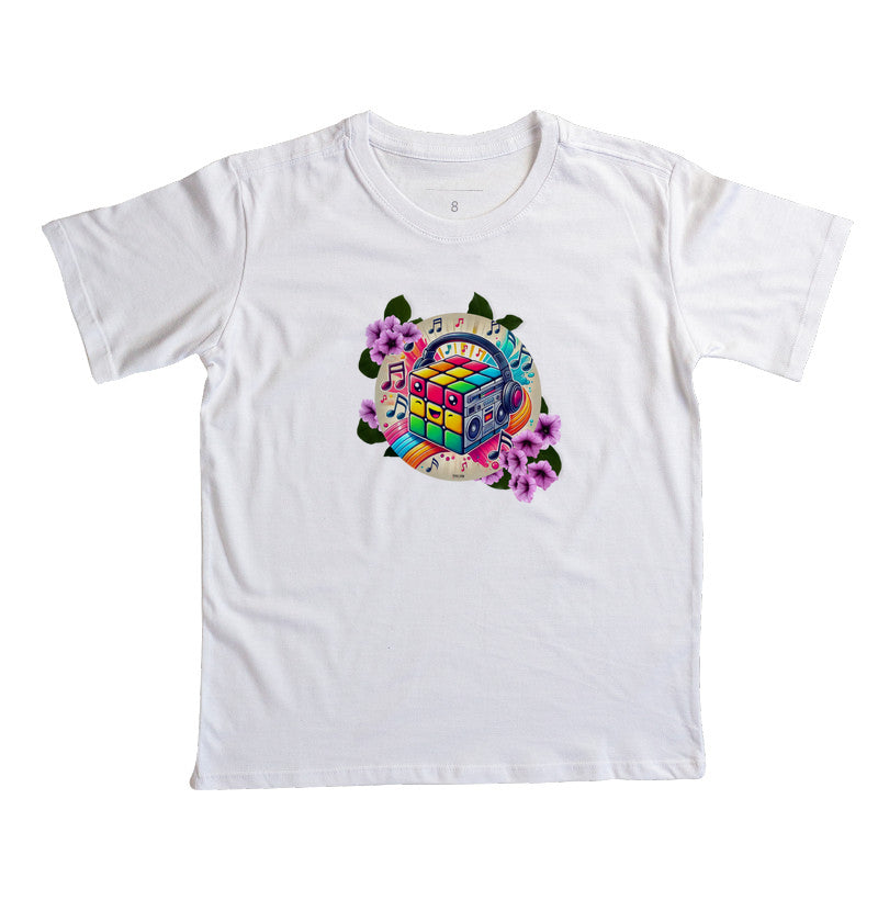 Cubo mágico na música - Camiseta infantil feminina