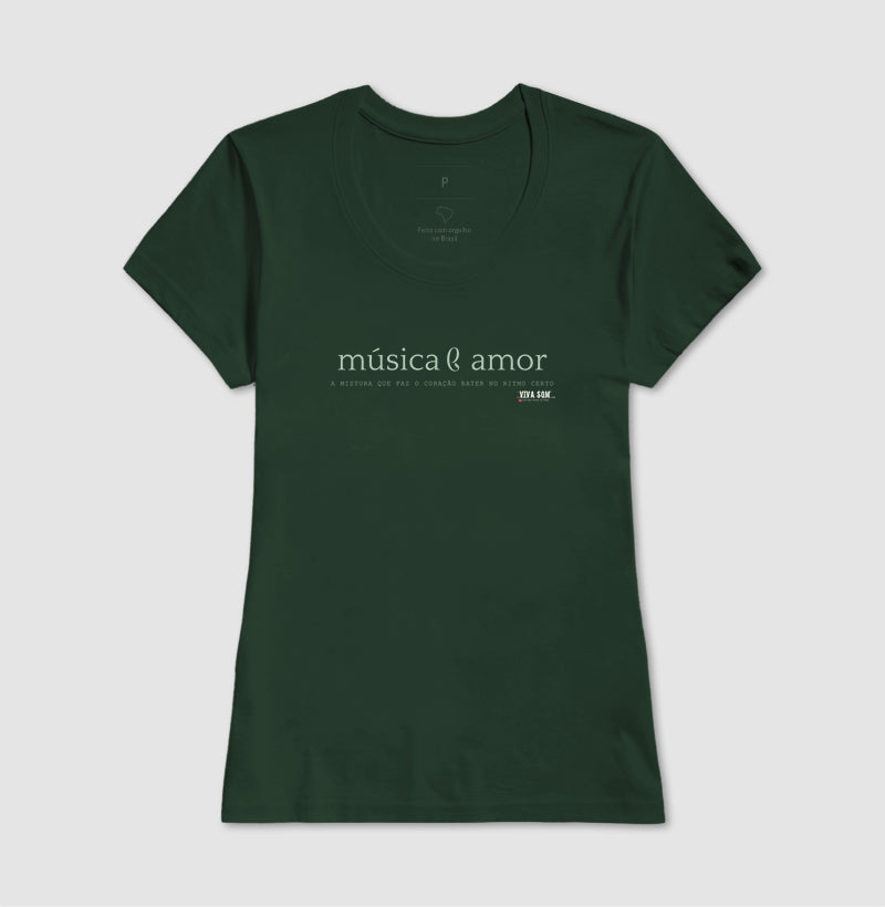 Música e Amor - Camiseta Confort Masculina e Feminina