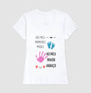 Papai: do primeiro passo, ao maior abraço - Camiseta Confort Masculina (clássica) e Feminina (baby look) 497146