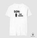 Algodão peruano - Filho, o remix do pai- emblema central -Camiseta Masculina (clássica) e Feminina (baby look) 497146