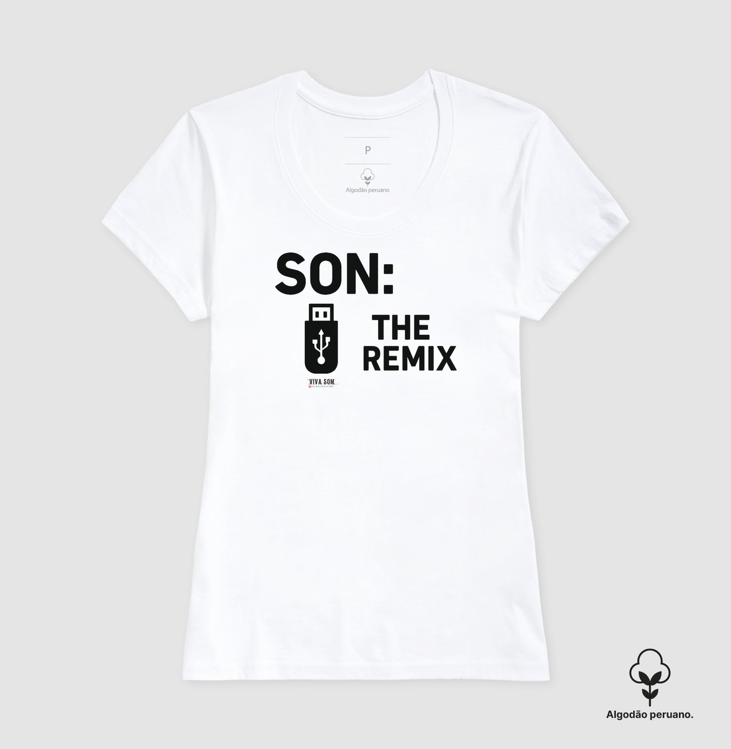 Algodão peruano - Filho, o remix do pai- emblema central -Camiseta Masculina (clássica) e Feminina (baby look)