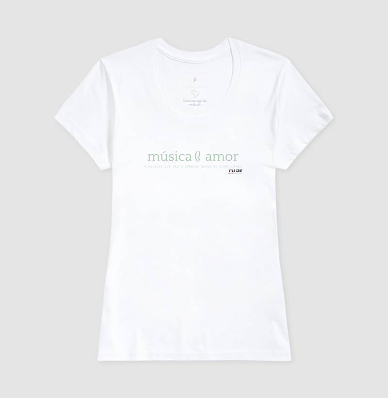 Música e Amor - Camiseta Confort Masculina e Feminina