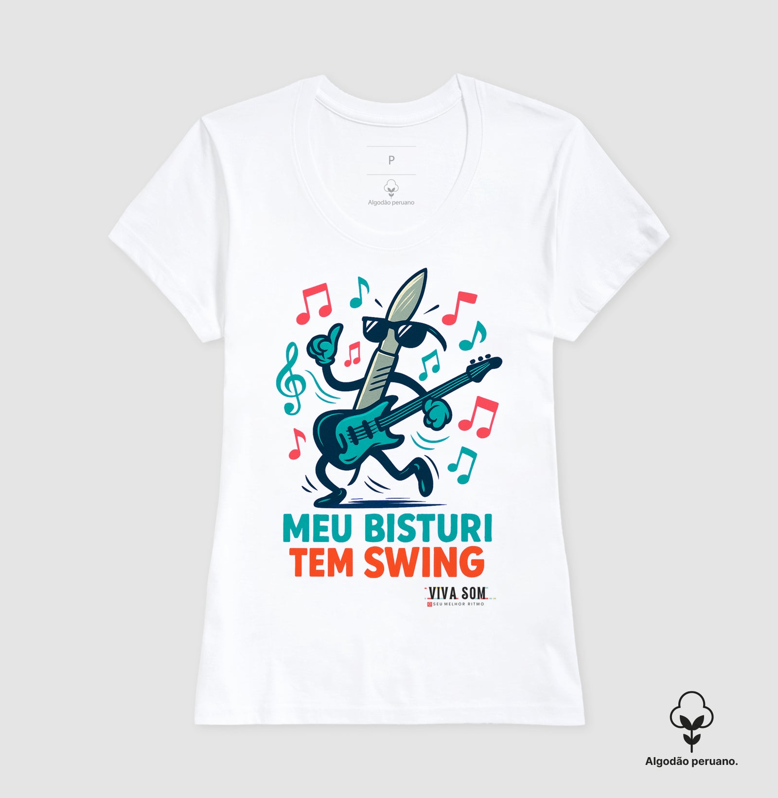 Médico:meu Bisturi tem Swing - Camiseta e Baby Look Algodão Peruano 497146