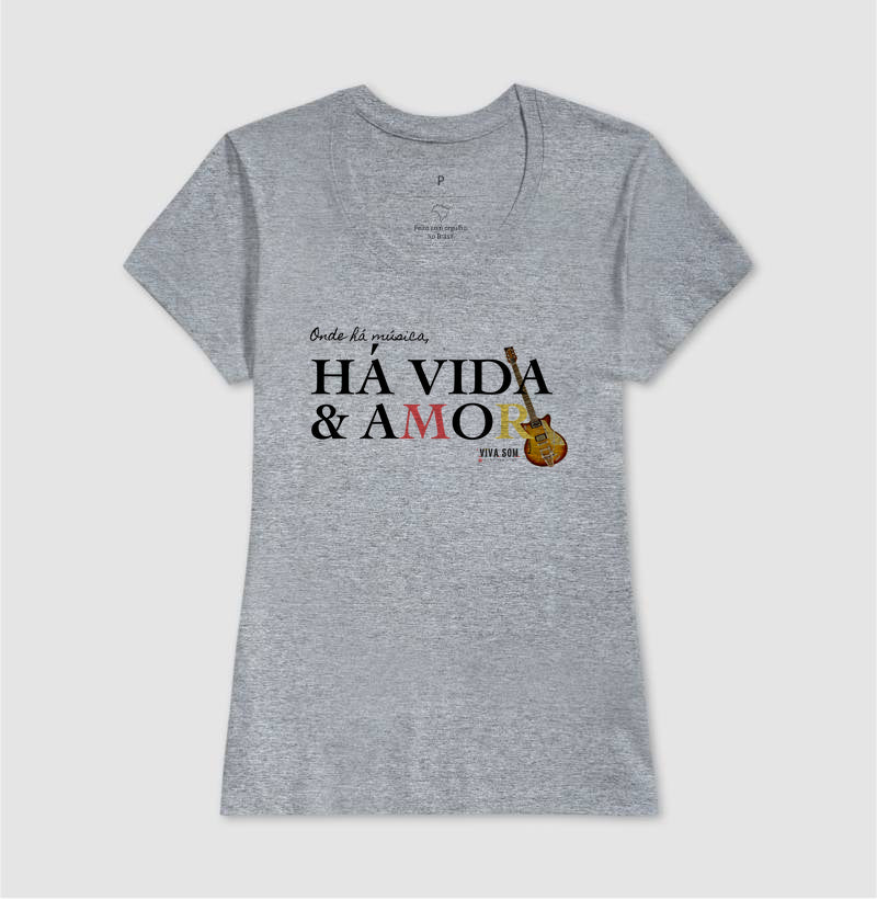 Música vida e amor - Camiseta Confort Feminina e Masculina
