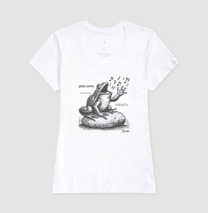 Sapo Cantor “Quem Canta, Seus Males Espanta - Camiseta Confort Feminina / Masculina (100% Algodão) 497146