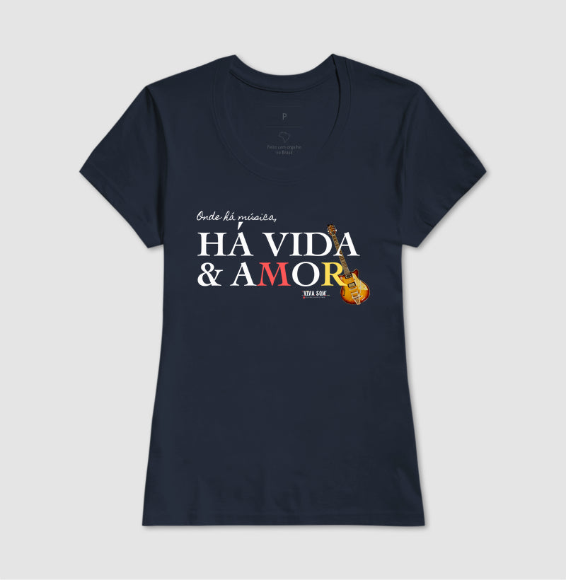 Música vida e amor - Camiseta Confort Feminina e Masculina