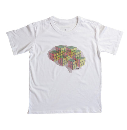 O Cérebro  com cubos mágicos - Camiseta infantil
