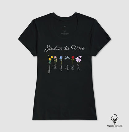 Vovó: o jardim (personalizada) - Camiseta e Baby Look (algodão peruano)