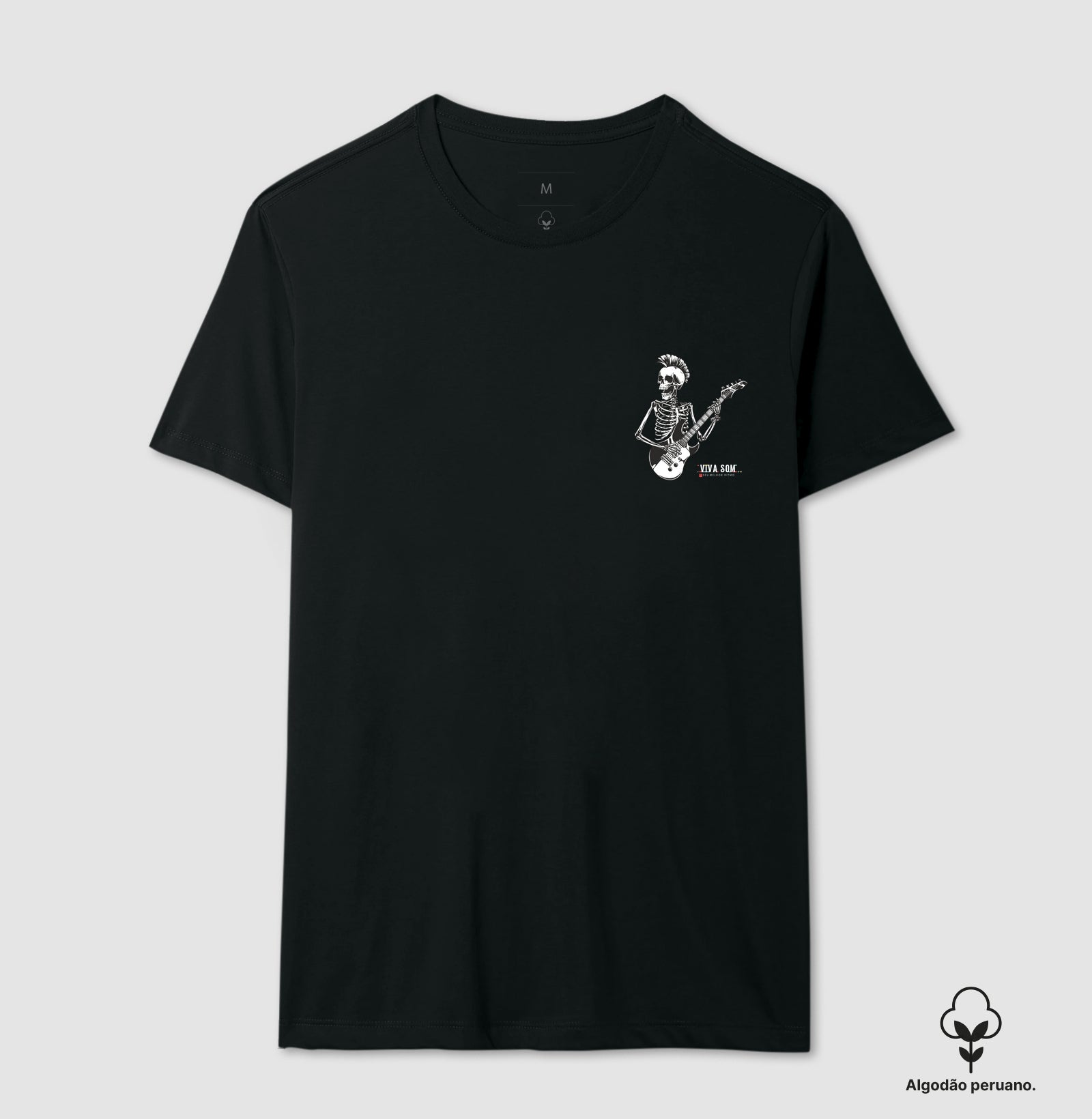 Rock: O esqueleto - Camiseta masculina e feminina (algodão peruano) 497146