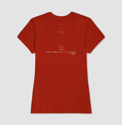 Minimal “Quem Canta, Seus Males Espanta - Camiseta Confort Masculina / Feminina (100% Algodão) 497146