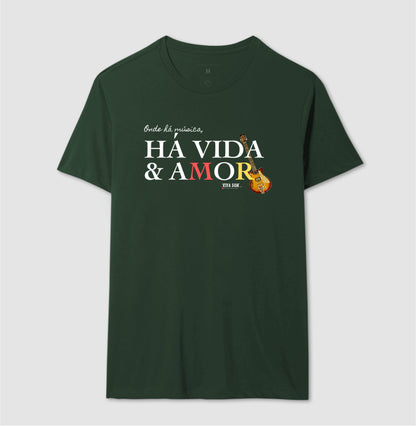 Música vida e amor - Camiseta Confort Feminina e Masculina