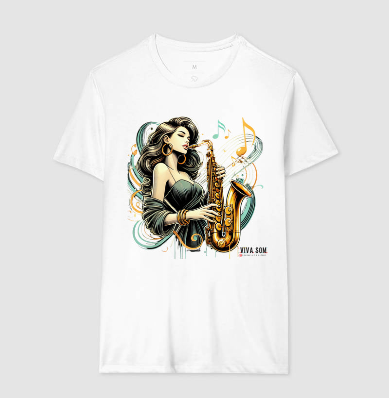 Jazz e Sax - Camiseta Confort Masculina e feminina