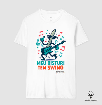 Médico:meu Bisturi tem Swing - Camiseta e Baby Look Algodão Peruano 497146