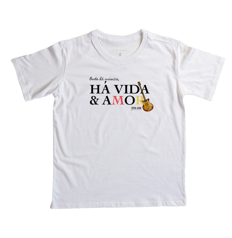 Música, vida e amor -Camiseta infantil Unissex