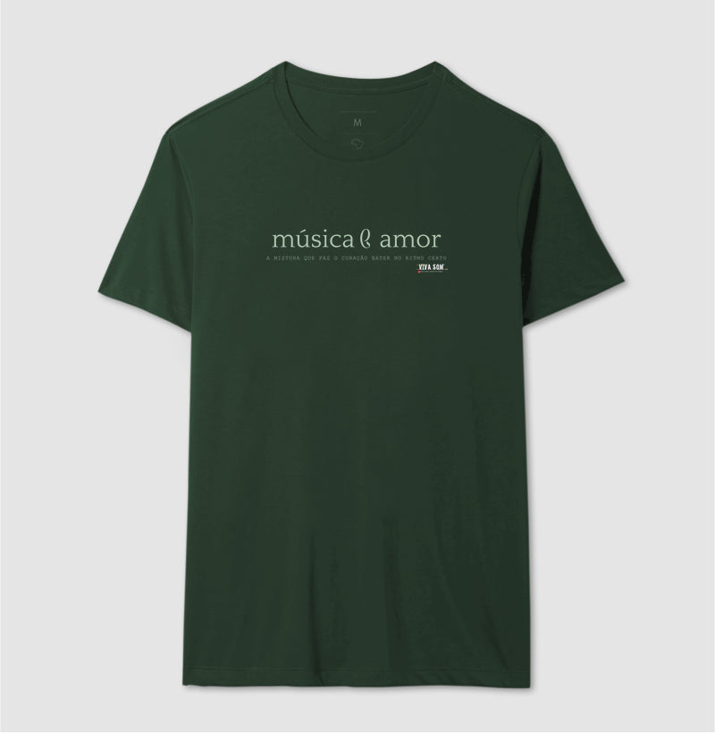 Música e Amor - Camiseta Confort Masculina e Feminina