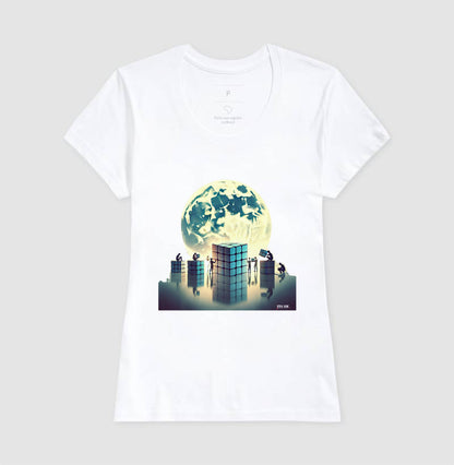 A LUA E O CUBO - Camiseta Confort Masculina e Feminina