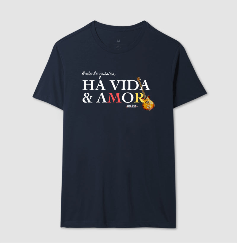 Música vida e amor - Camiseta Confort Feminina e Masculina