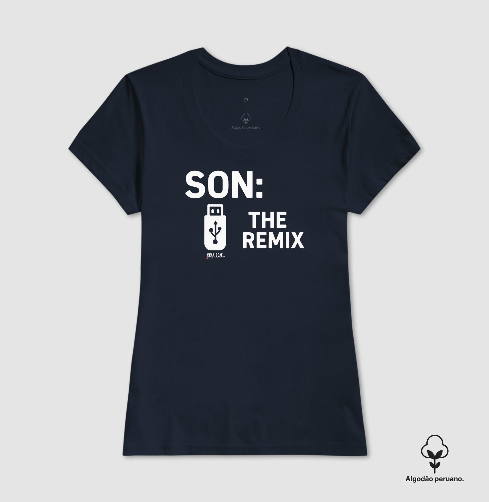 Algodão peruano - Filho, o remix do pai- emblema central -Camiseta Masculina (clássica) e Feminina (baby look) 497146