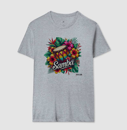 Samba com Flores - Camiseta Confort Feminina e Masculina