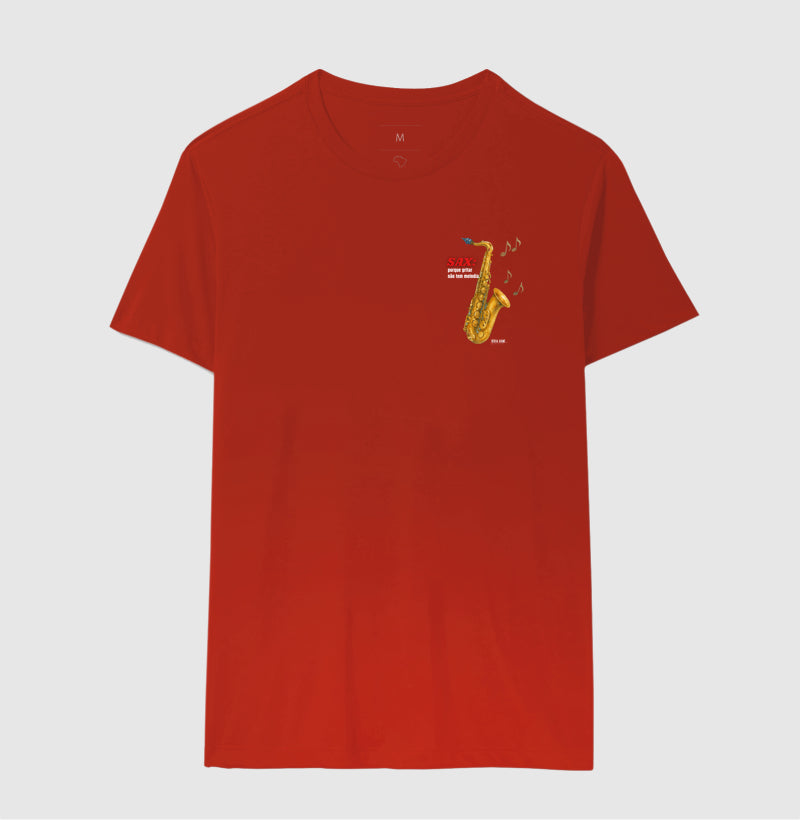 Sax: Gritar não é Melogia (lateral) -  Camiseta e Baby Look Confort