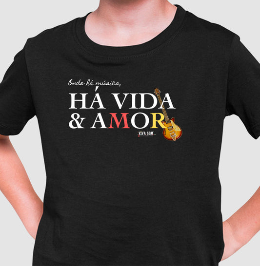 Música, vida e amor -Camiseta infantil Unissex