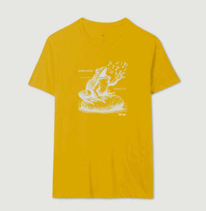 Sapo Cantor “Quem Canta, Seus Males Espanta - Camiseta Confort Feminina / Masculina (100% Algodão) 497146