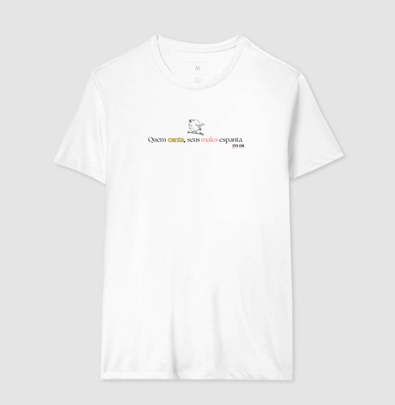Minimal “Quem Canta, Seus Males Espanta - Camiseta Confort Masculina / Feminina (100% Algodão) 497146
