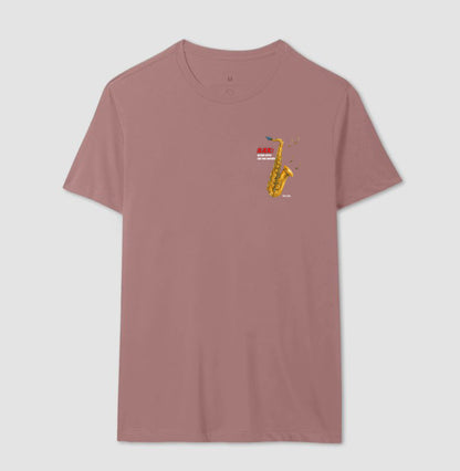 Sax: Gritar não é Melogia (lateral) -  Camiseta e Baby Look Confort