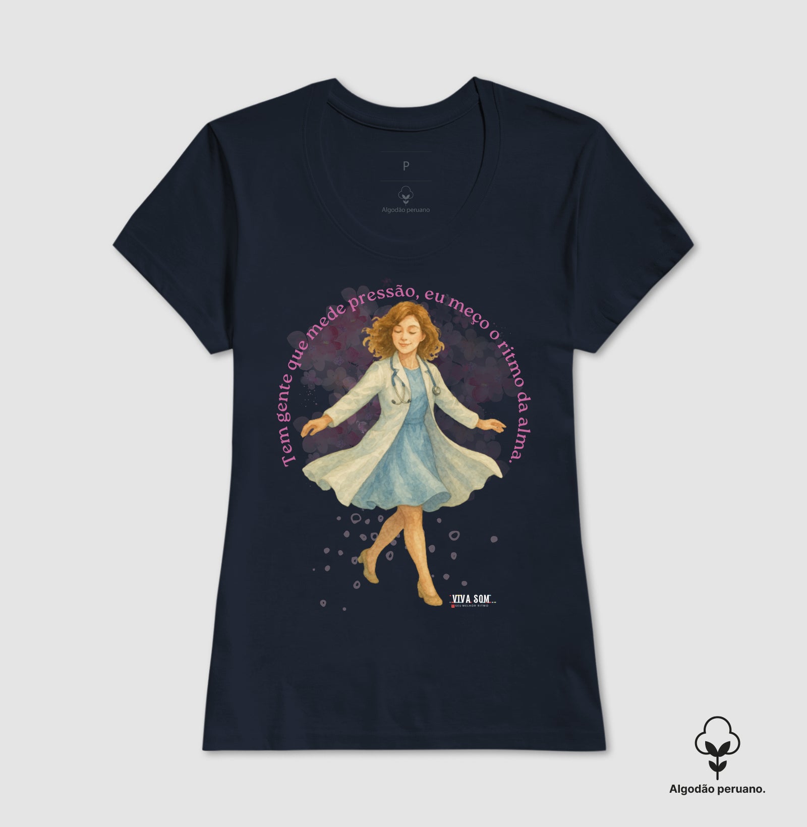 Médico mede o ritmo da alma - Camiseta e Baby Look (algodão peruano) 497146