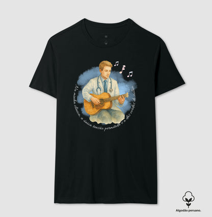 Médico: tensão só das cordas do violão - Camiseta e Baby Look Algodão Peruano