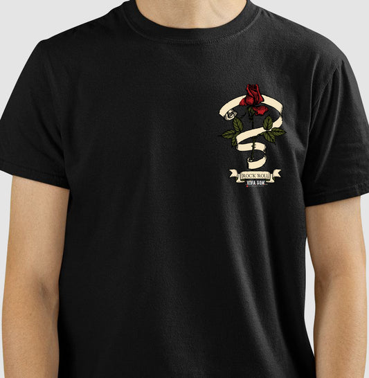 Rock: Fita e Flor - Camiseta Confort Masculina e Feminina