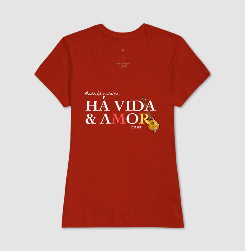 Música vida e amor - Camiseta Confort Feminina e Masculina