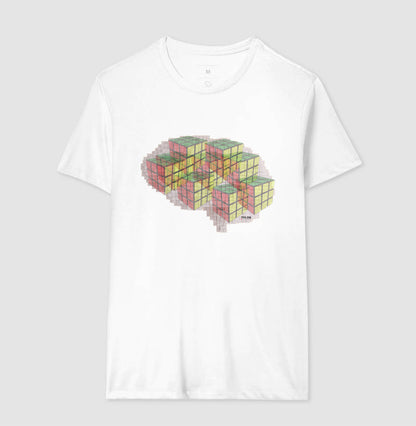 O Cérebro  com cubos mágicos - Camiseta Confort Masculina e Feminina