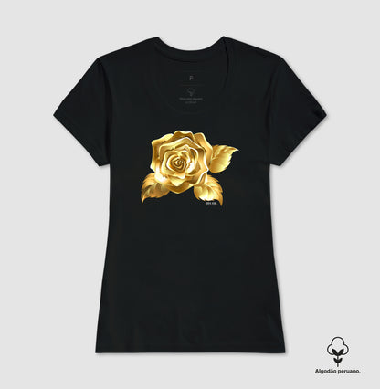 Camiseta Chique Rosa de Ouro Plena - Algodão Peruano