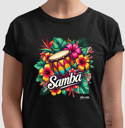 Samba com Flores - Camiseta Confort Feminina e Masculina