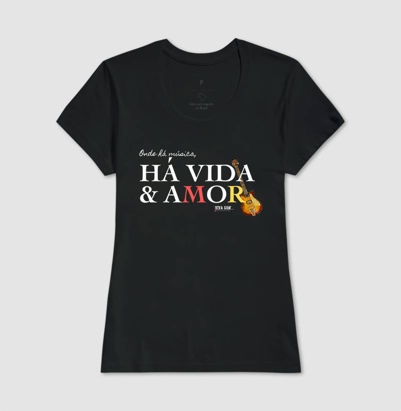 Música vida e amor - Camiseta Confort Feminina e Masculina