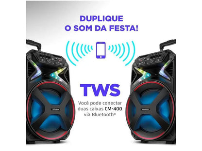 Caixa de Som Bluetooth 400W FESTA PLUS – Portátil e Amplificada com USB