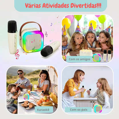 Karaokê Viva Som - Caixa de Som Blootooth com 2 Microfones sem fio