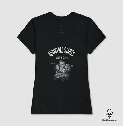 Algodão Peruano - Pai aventureiro no Jeep - Camiseta Masculina (clássica) e Feminina (baby look) 497146