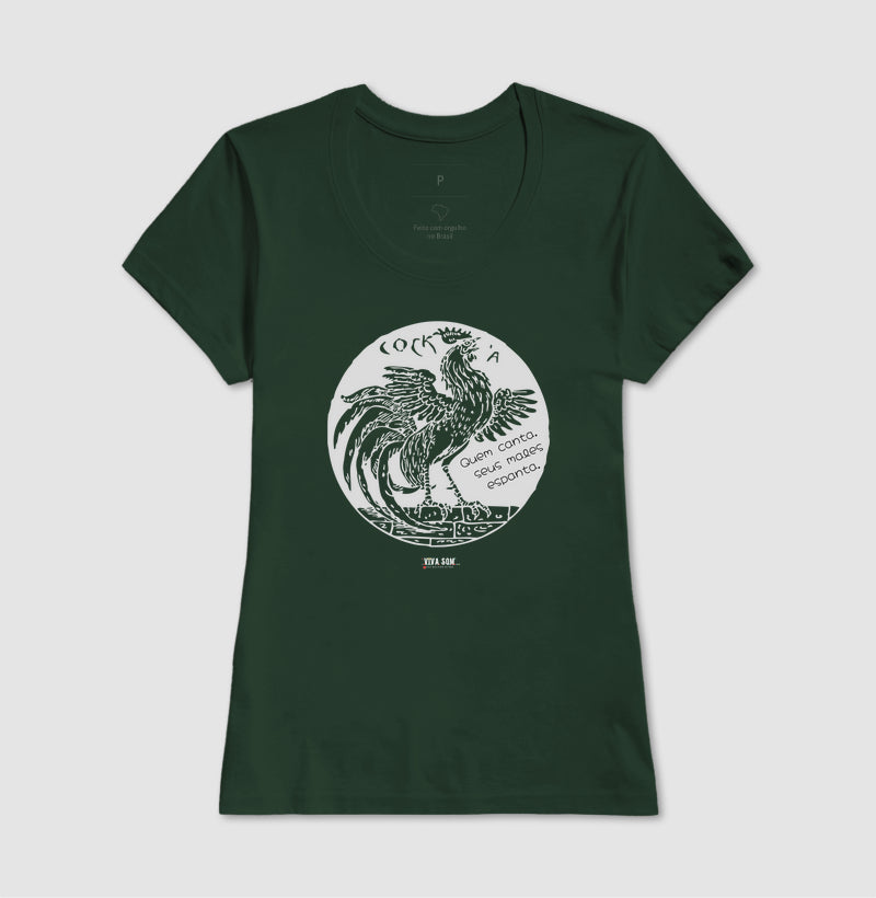 Galo Cantor “Quem Canta, Seus Males Espanta - Camiseta Confort Masculina / Feminina (100% Algodão) 497146