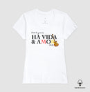 Música vida e amor - Camiseta Algodão Peruano Clássica e Baby Look 497146