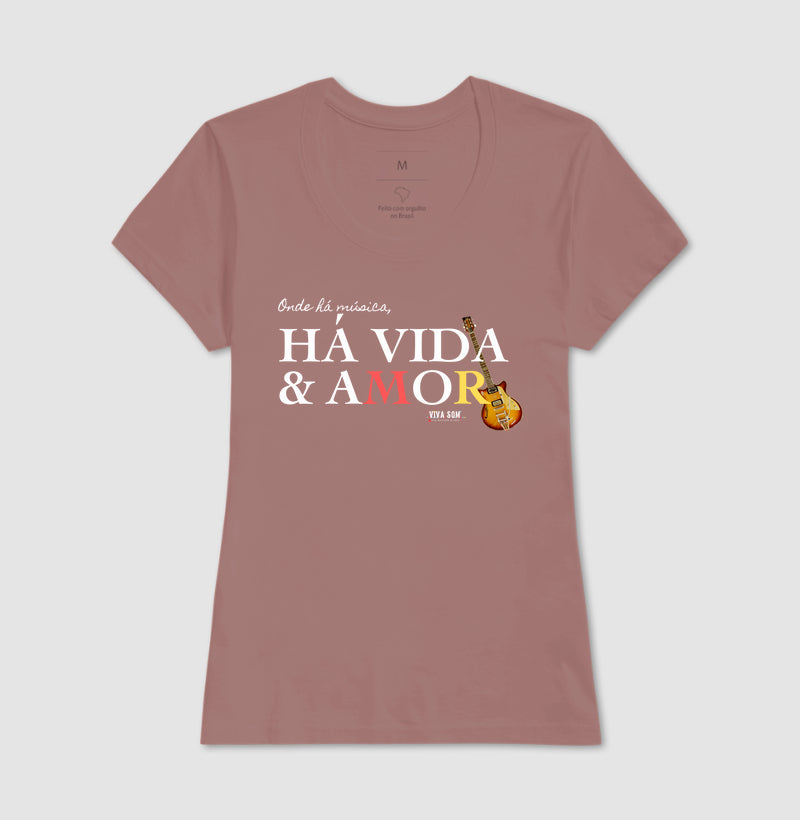 Música vida e amor - Camiseta Confort Feminina e Masculina