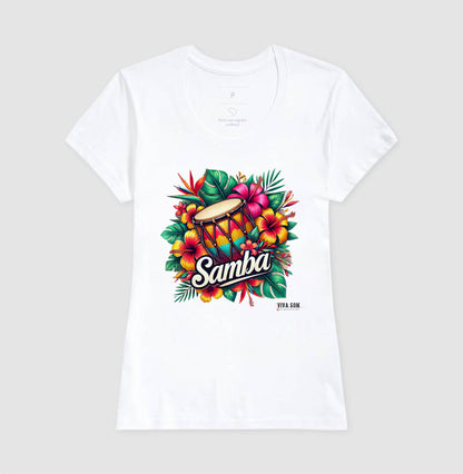 Samba com Flores - Camiseta Confort Feminina e Masculina