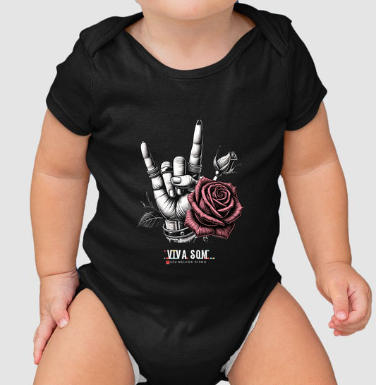 Rock: Símbolo e a Flor - Body Baby Unissex